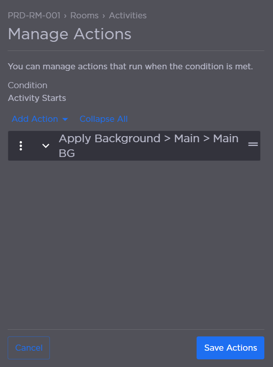 Manage Activity Starts Actions