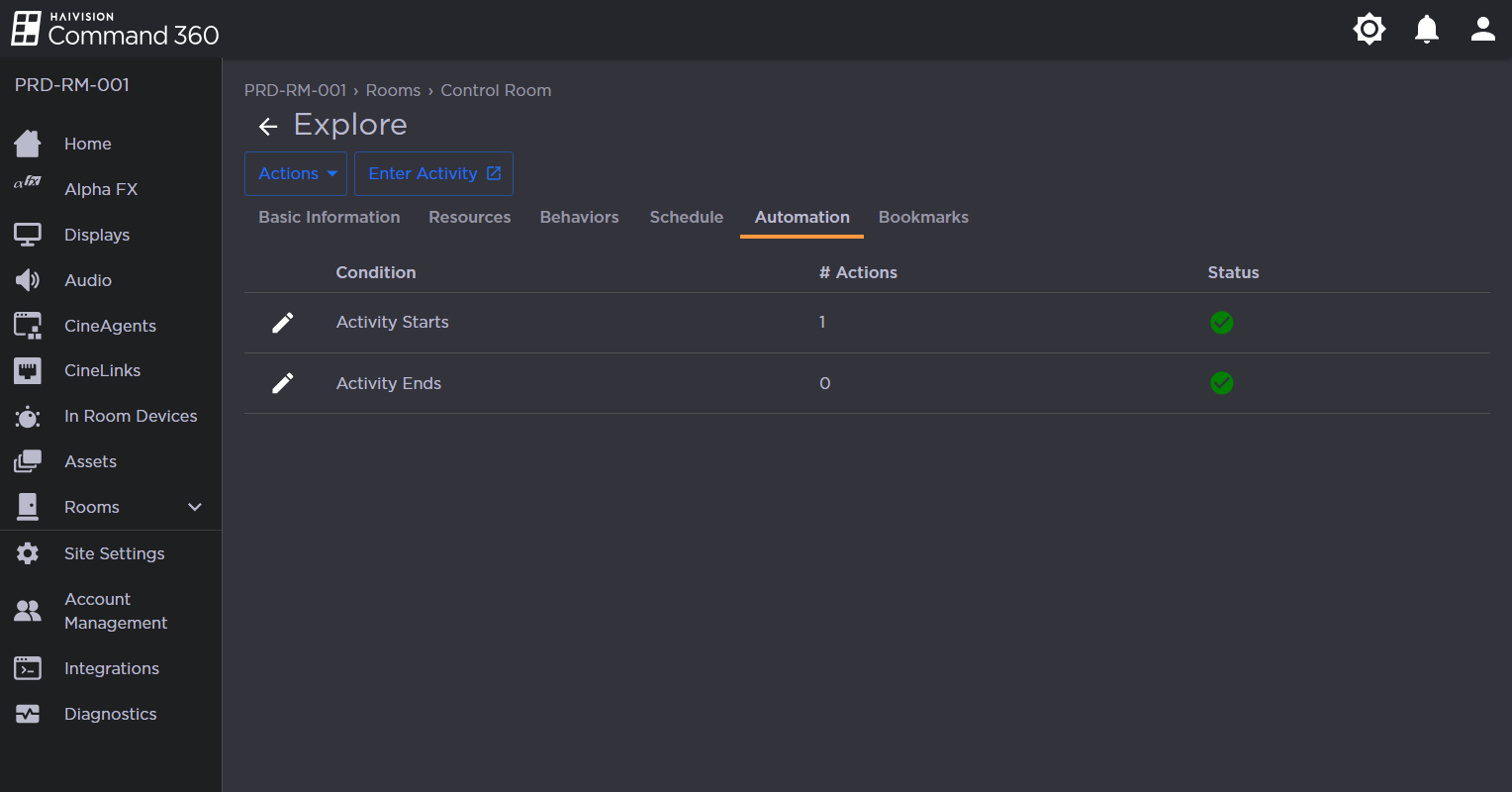 Activity Automation Tab