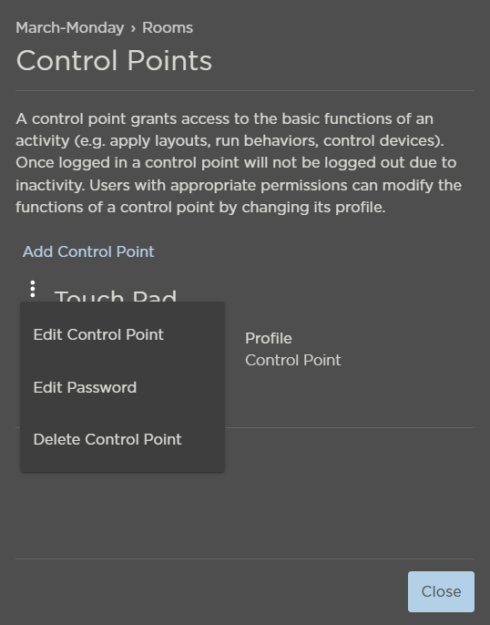 Changing a Control Point's Password