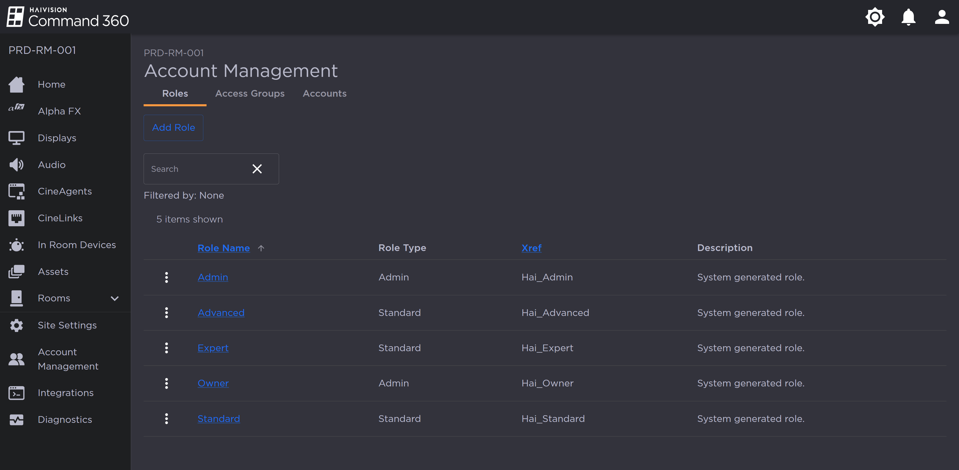 Account Management Page