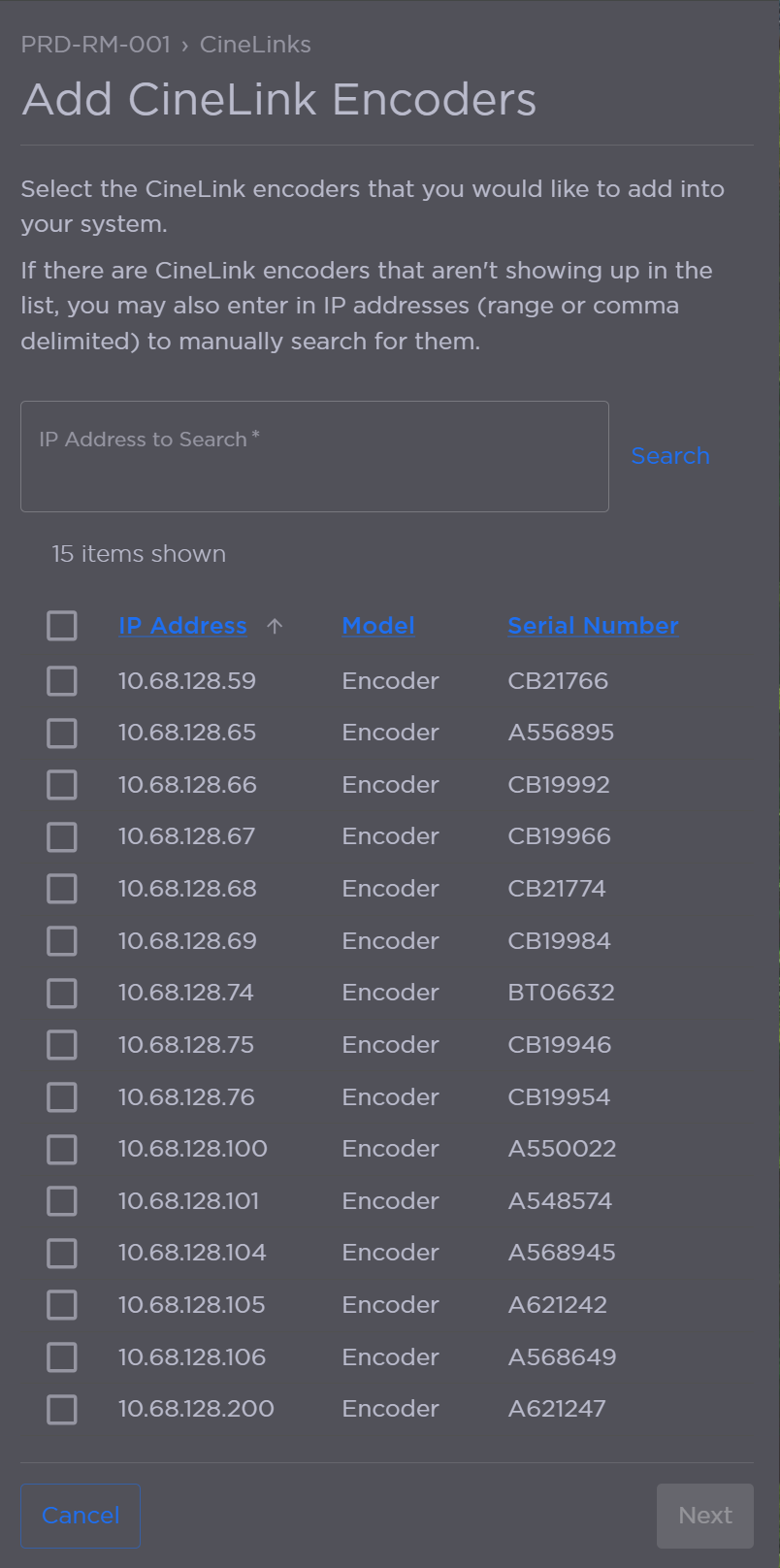 Add CineLink Encoders Panel
