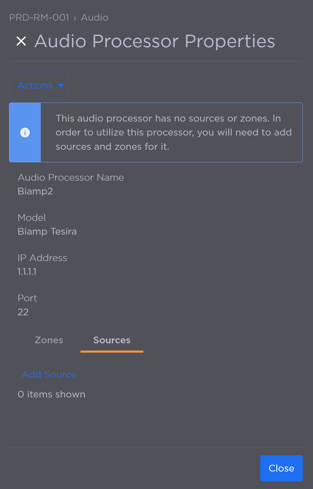 Sources Tab with No Sources Added