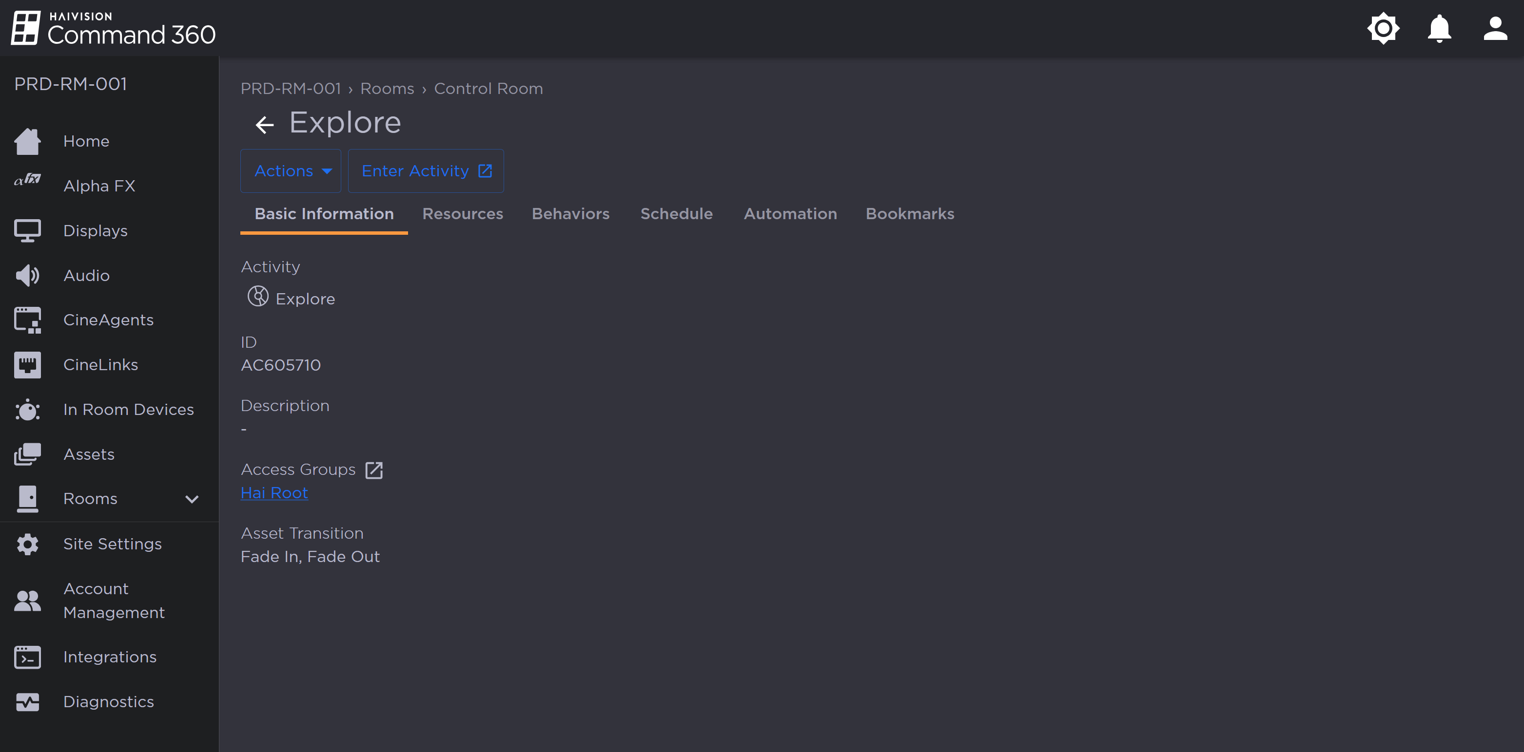 Activity Basic Information Tab