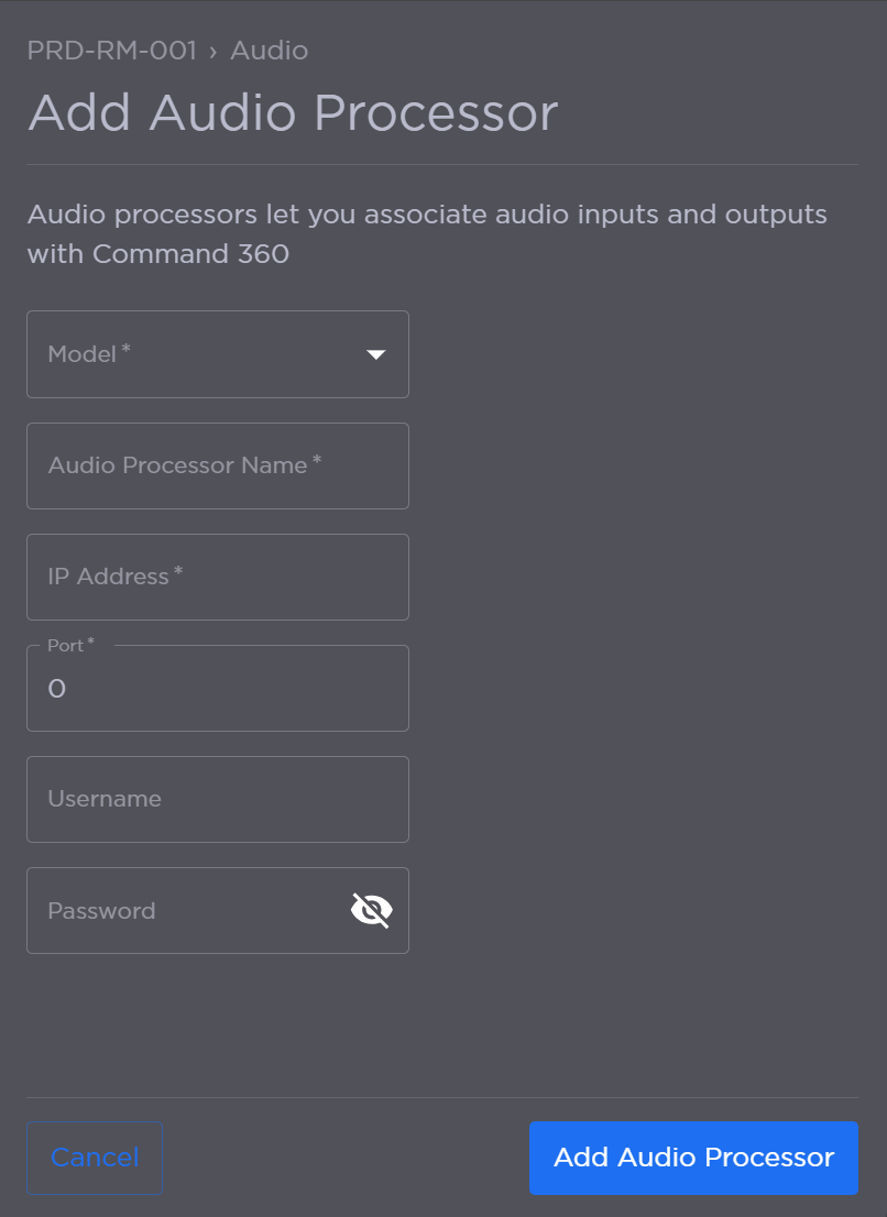 Add Audio Processor Panel