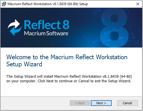 Macrium Reflect Installer Welcome